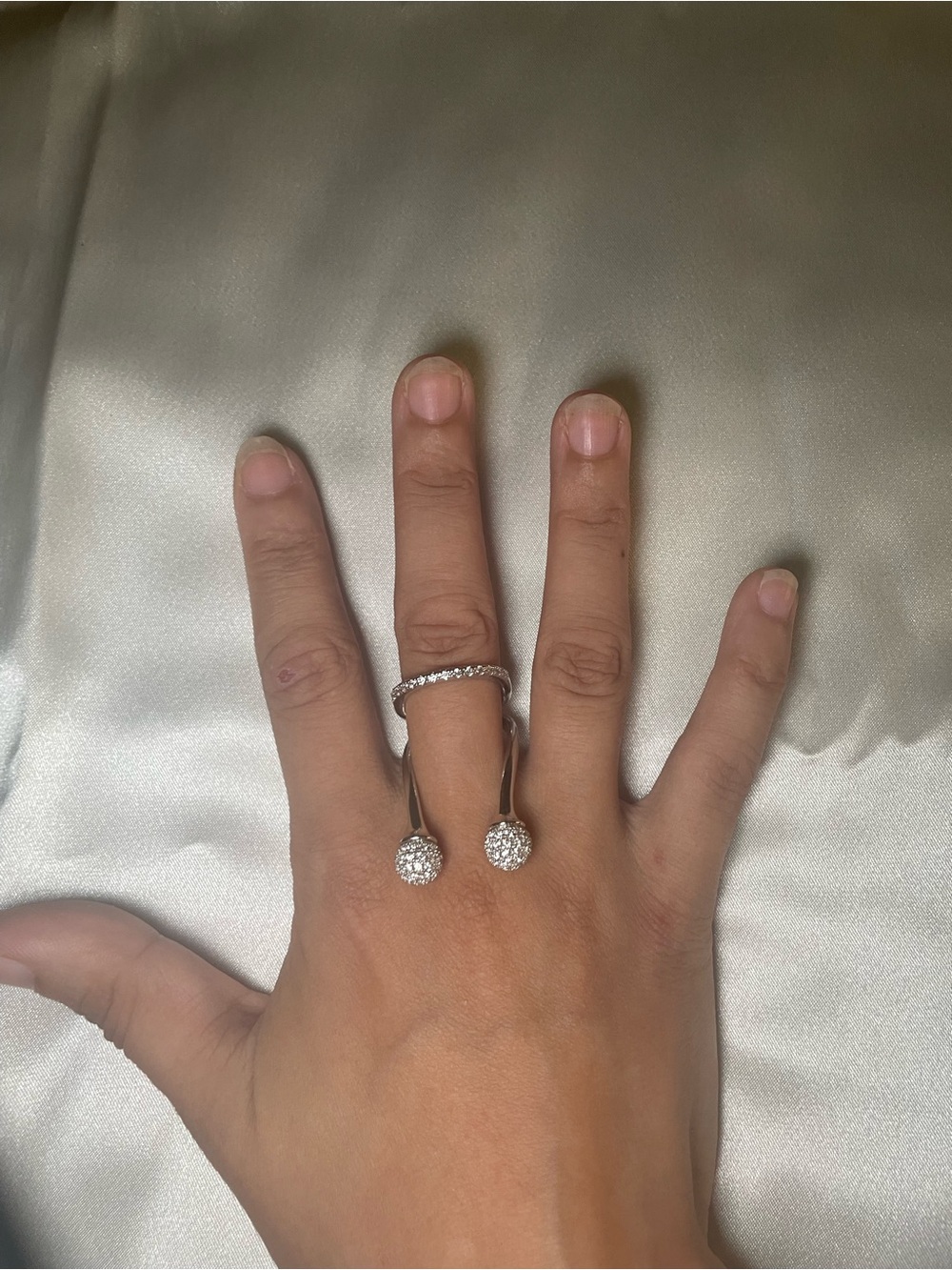 New nOir Jewelry Elena CZ Pavé Open Bypass Cocktail Ring Silver Size 7